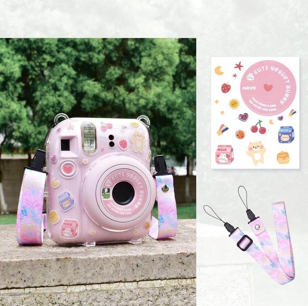 Siliconen hoesje + stickers + riempje voor FujiFilm Instax Mini 12 camera