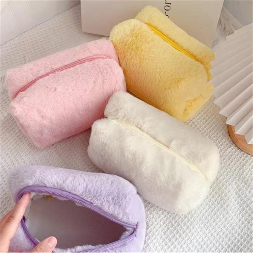 Cute Large Capacity Velvet Makeup Bag Soft Fur Puffy Travel Toiletry Bag Portable Cosmetics Pouch Women Girls