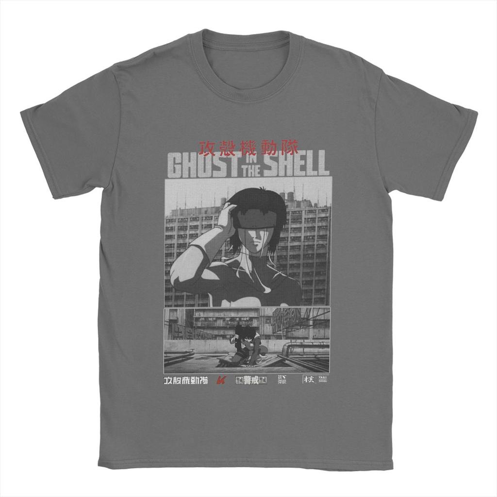 Vintage Major Motoko Kusanagi Ghost In The Shell T-Shirt for Men Pure Cotton T Shirt Anime Short Sleeve Tee Shirt Big Size Tops