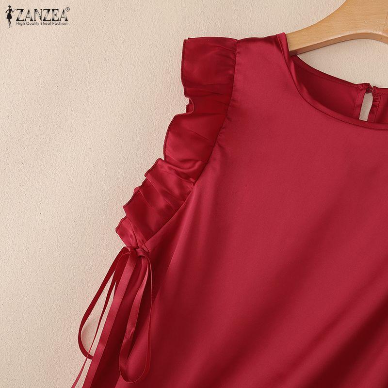 ZANZEA Canotte senza maniche casual da donna con scollo tondo tinta unita