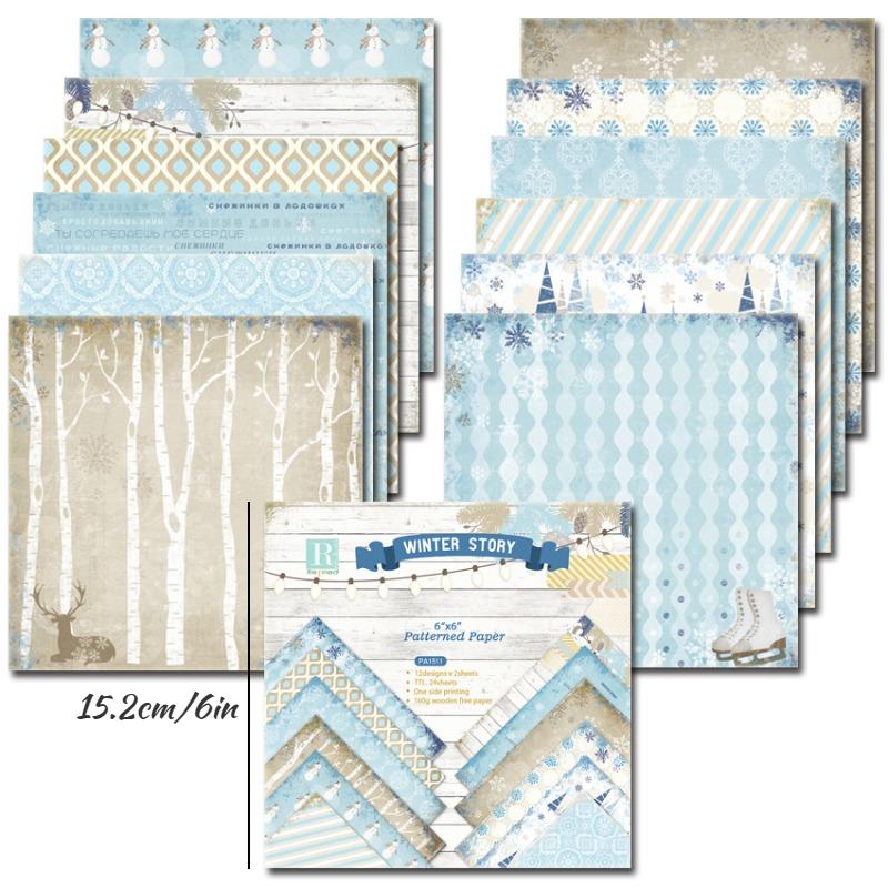 24 arkusze zimowa historia sosna świąteczne podkładki papierowe typu kraft wykrojniki tło artystyczne Origami Scrapbooking tworzenie kartek