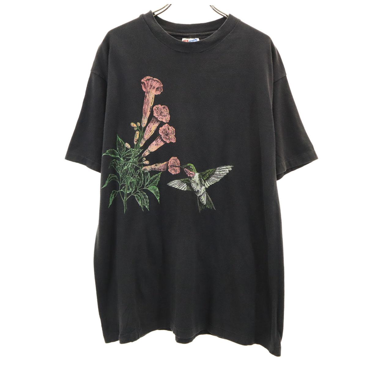 

Hanes 90-х годов Сделано в США Старая футболка с принтом колибри с коротким рукавом Мужская Б/У