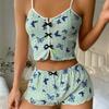 Jacquard Suspenders, Underwear and Shorts, Two-piece Set, Winter Women's Fashion Pajamas, Loungewear Set.