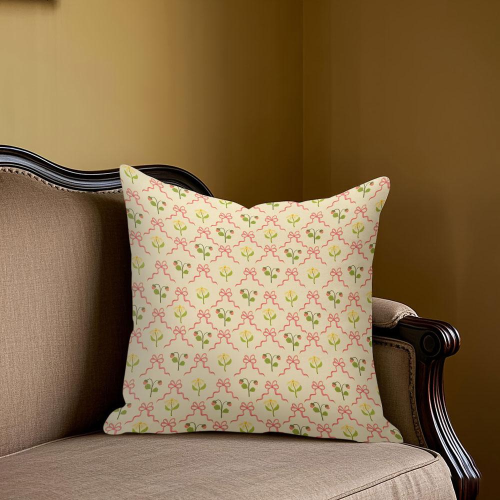 Bow Floral square Jacquard Pillow Cover for Sofa Office Waist Cushion Cover Home Decorative Pillowcase