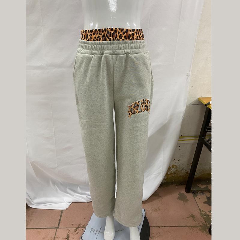 

Європейські та американські Y2K штани в леопардовий принт з вишивкою літер, вуличний повсякденний стиль S