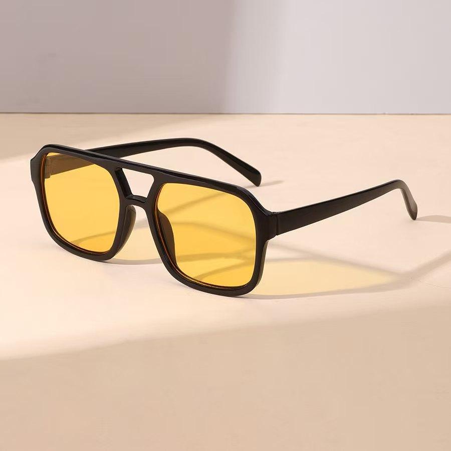 Women Men Square Sun Glasses Retro Oversized Sunglasses Female Black Vintage Fashion Double Beam Eyeglasses