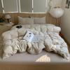 Ins Nordic Bedding Set Striped Pure Cotton Duvet Cover Set Skin-Friendly Single Twin Full Queen Size Flat & Fitted Sheets Set