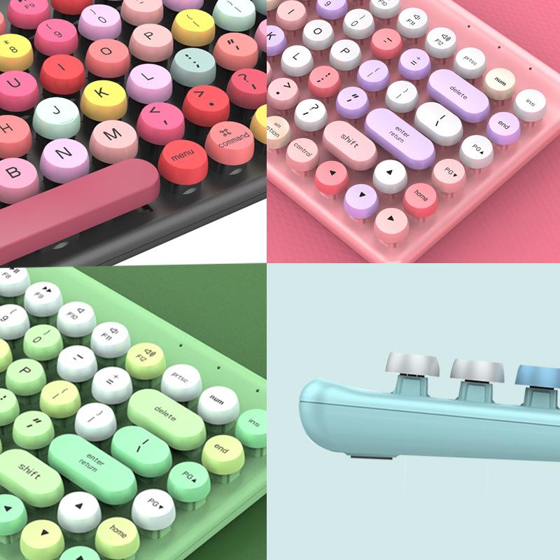 Neutral Color Lipstick Punk 2.4G Wireless Keyboard Mouse Computer Suit Girl Cute Office Gaming Keyboard and Mouse