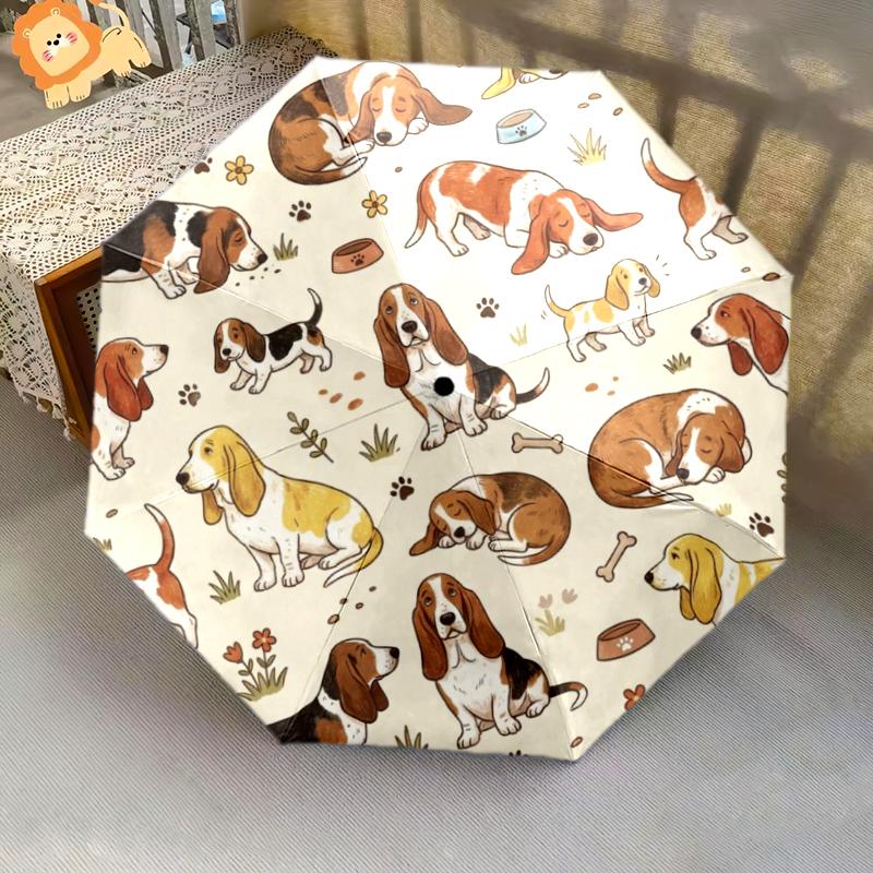 1 PC Automatic Folding Umbrella - Cute Dog Pattern, Portable & Foldable Design with 8 Ribs, Christmas Birthday Gifts