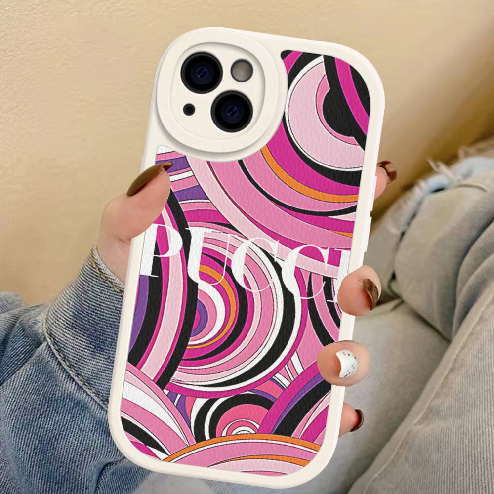 

E-Emilio Logo Pucci Leather Phone Case For IPhone 15 14 13 Pro Max 12 11 16 Plus Phone Cover iphone 13pro