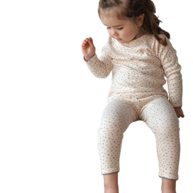Baumwoll Kinder Schlafanzug Set Mädchen Jungen Langarm Nachtwäsche Kleinkind Haus Outfit A-Note Weich Bequem