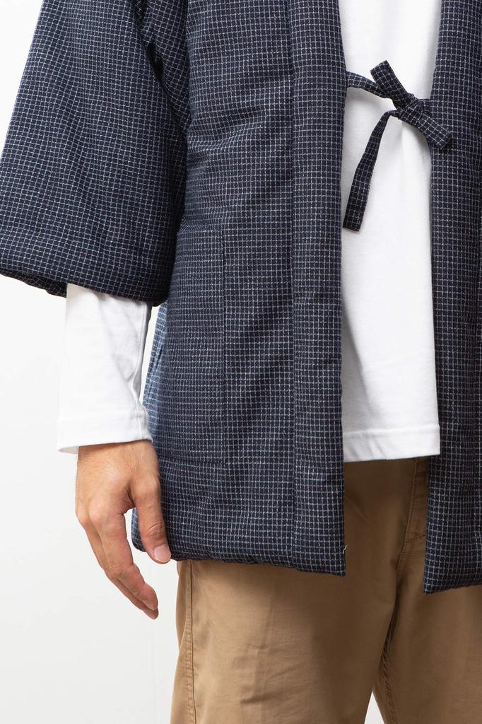 Watanosato Padded Hanten Made In Dobby Literary Pattern Men's Jacket, Japan, Weave, (Navy, Literary, XL)