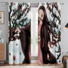 Hot-Blooded Anime Cartoon Style Print Print Window Curtains Black Silk Light Blocking Window Curtains Bedroom Space Living Space Study Kitchen