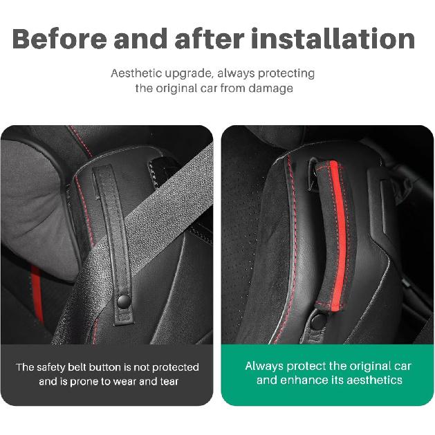 

KUNGKIC for Toyota GR86 Subaru BRZ 2021 2022 2023 2024 2025 Alcantara-Style Seat Belt Pads Cover Kit Interior Decoration Accessories Red