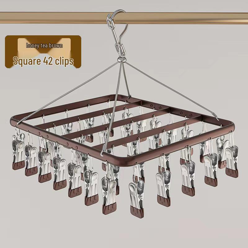 Aluminum Alloy Multi-functional Clothes Drying Rack with Clips for Balcony Storage