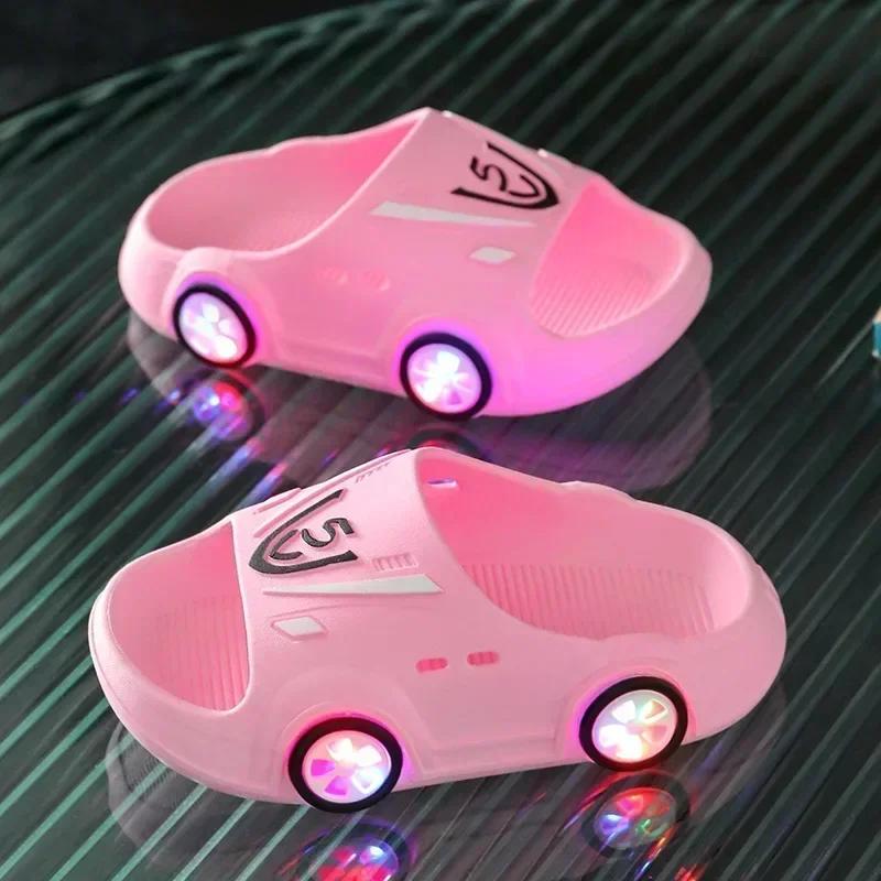 Leuchtende Kinderpantoffeln Autoform Jungen Mädchen Mode Niedliche Schuhe Badezimmer Kinder Kleinkind Pantoffeln