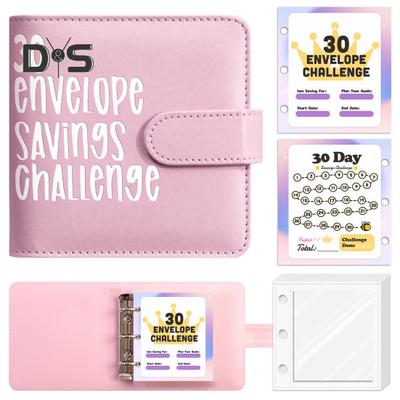 Money Binder for Cash Saving 30 Envelopes Money Saving Challenge Budget Book Faux Leather Cash Organizer for Home School Travel