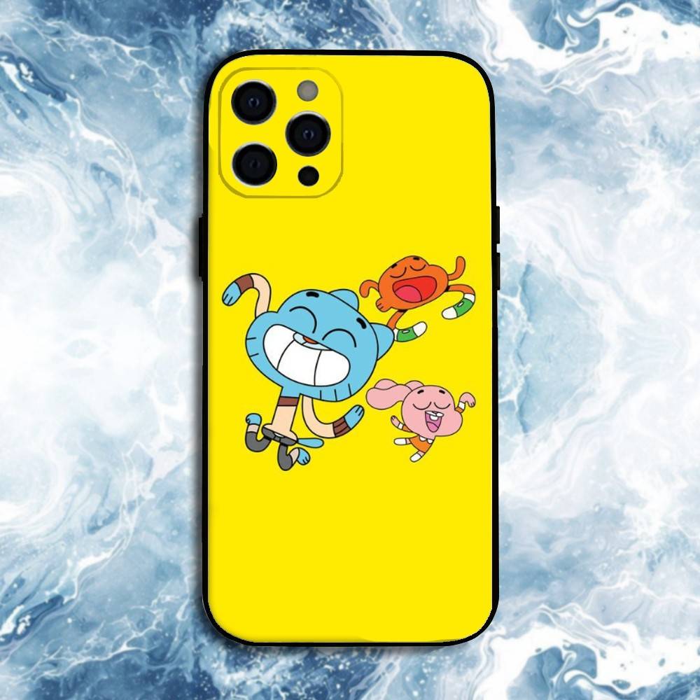 

Cartoon A-Amazing W-World G-Gumball Phone Case For iPhone17,16,15,14,13,12,11 Plus,Pro Max, Soft Silicone Black Cover iPhone16pro