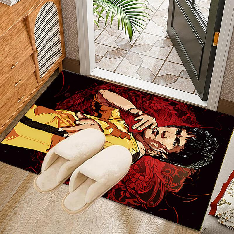 Dynamic Bruce-Lee Pose Rug Office Carpet Non-Slip Mat, Chair Rug Floor Covering for Gaming, Bedroom, Living Room , Home Decor Christmas Gift