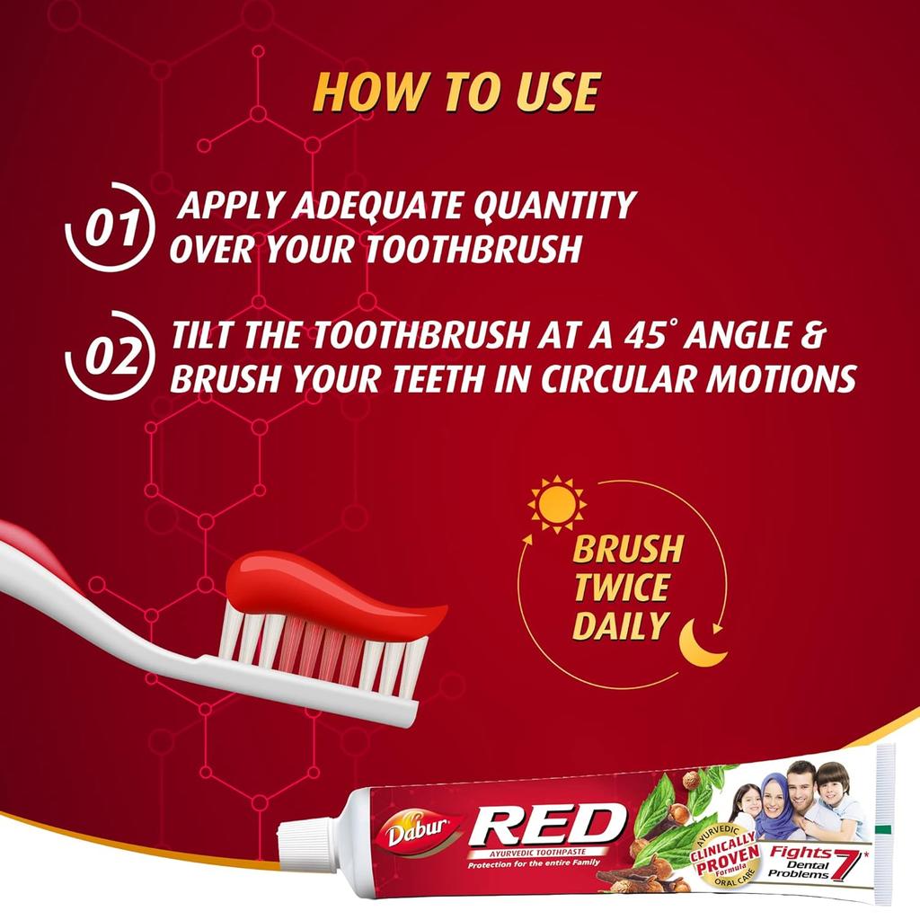 Dabur Red Toothpaste 200g Pack of 1 Ayurvedic Herbal Paste for Oral Care, Fresh Breath, Cavity Protection