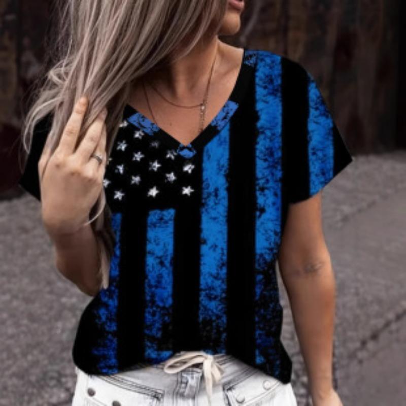 Повседневный топ с V-образным вырезом и коротким рукавом — фото 17