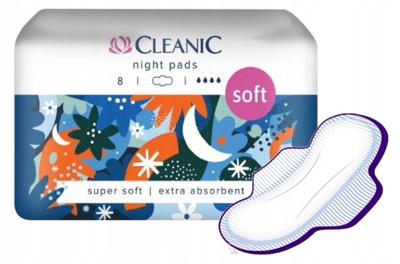 Cleanic Soft Night Pads with Wings 8 Pcs