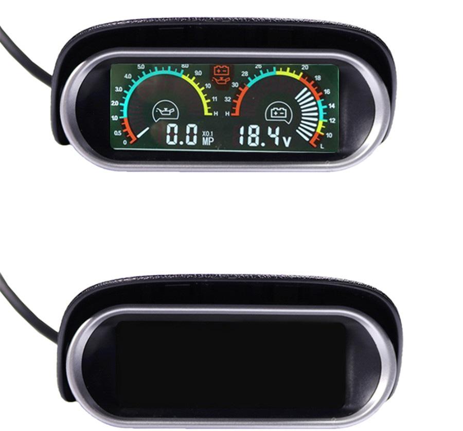 2in1 Dashboard LCD Digital Display 12/24V Autos Oil Pressure Gauge + Voltmeter