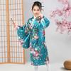 Yousheng 1 Set Japanese Kimono Vibrant Cherry Blossom Print Easy To Wear Cosplay School Performances Kimono for Girls