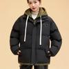Drawstring Fake Two-piece Women's Autumn and Winter Jacket Short Hooded Jacket Loose Casual Student Warm Jacket 6 Colors