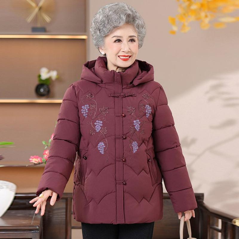 Fleece large size cotton-padded coat thickened jacket old lady warm cotton-padded clothes
