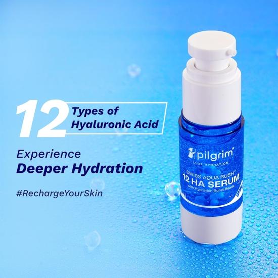 Pilgrim Swiss Aqua Rush™ 12 HA Serum (hyaluronic Acid) with Hydration Burst Beads , Swiss Aqua Rush™| 30ml