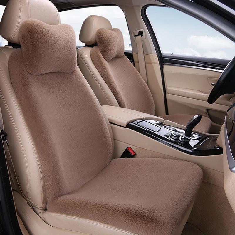 Thickening Plush Car Seat Cover Winter Keep Warm Artificial Rabbit Hair Auto Cushion Cloak Car Seat Mat Protect For Lada KIA etc