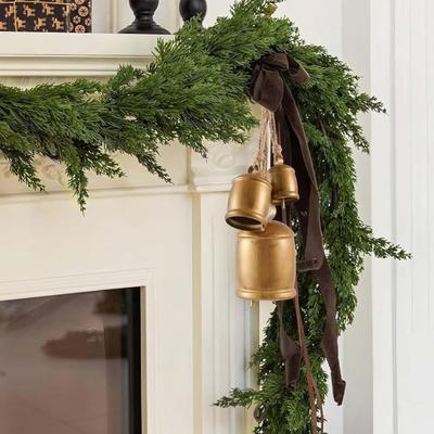 Rustic Bell Christmas Ornament Vintage Metal Decorative Bell Large Hanging Cow Bell Decoration for Mantel Table Centerpiece Winter Tree Garland Decor