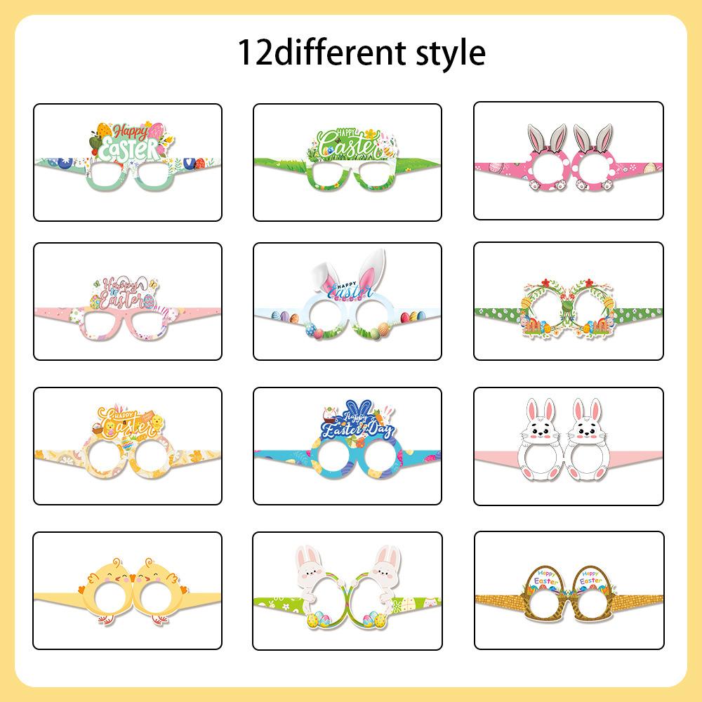 Ostern, Neuer Stil, Niedlicher Cartoon-Hase, Papierbrillen, Party, Foto-Requisiten für Kinder und Erwachsene, Dekorative Artikel