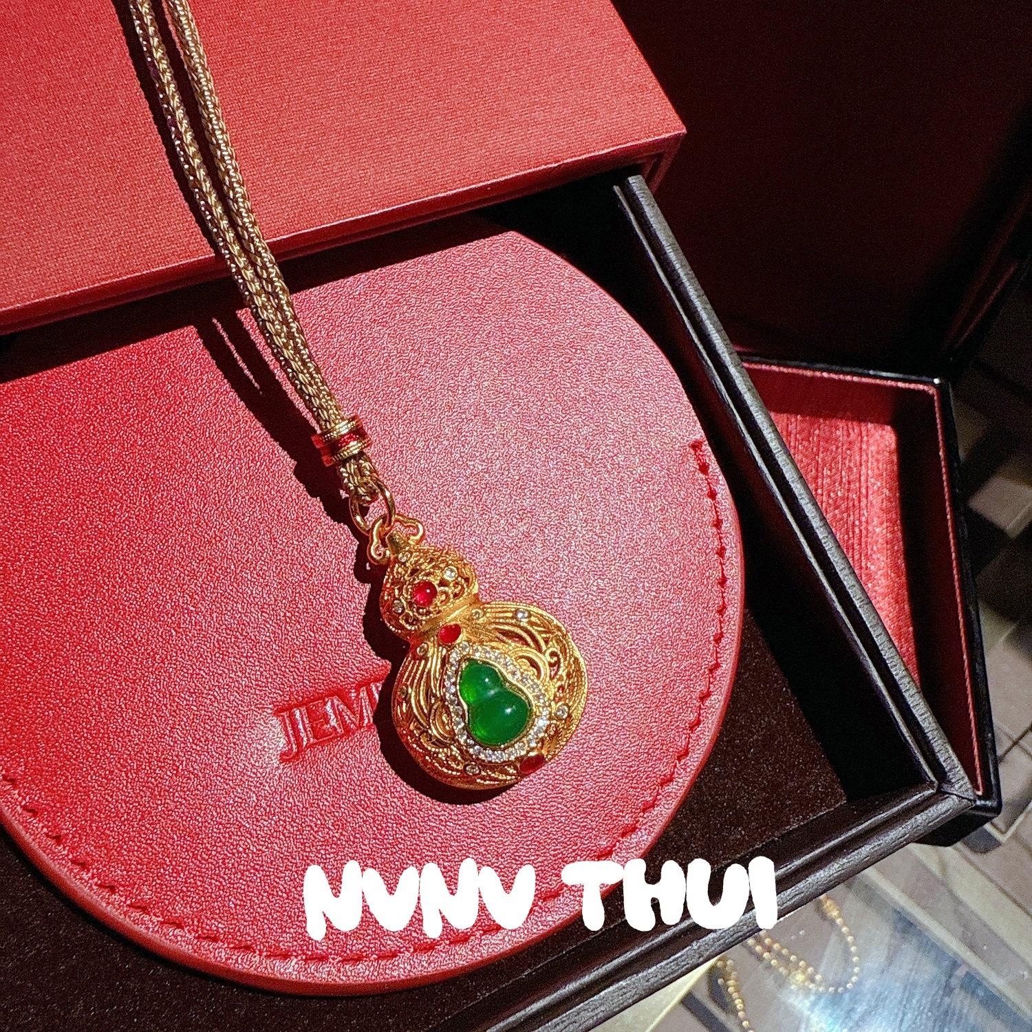 Ancient Gold Brushed Money Bag Lucky Bag Birthday Star Male Portable Buddha Sweater Chain New Chinese Crushed Ice Gourd Necklace
