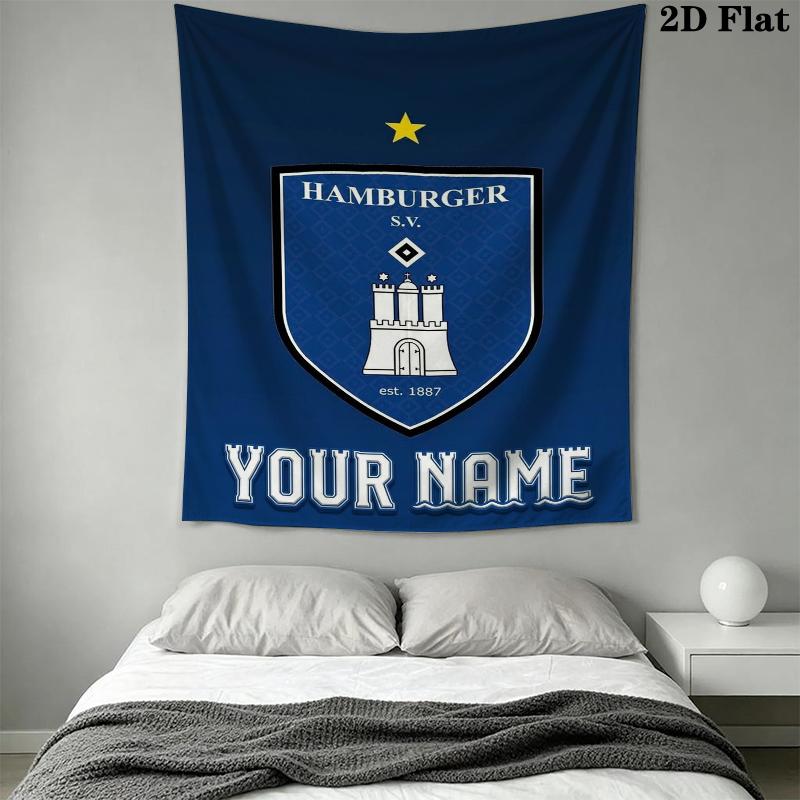 Custom Name Hamburger SV Wall Tapestry Aesthetic Wall Hanging Printed Fabric Blanket Decorative Tapestries for Bedroom Living Room Home Decor