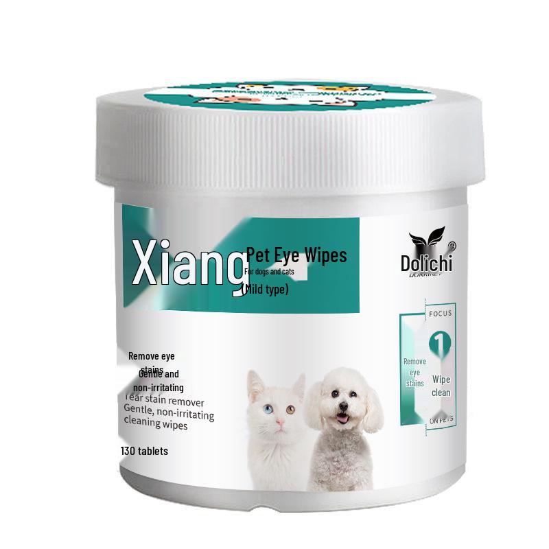 130 Pet Tear Stain & Ear Cleaning Wipes for Cats & Dogs - Eye Safe, Odor Removal