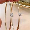 Able Synthetic Zircon Women's Golden Color Hoop Earrings, Suitable for Daily Casual Wear, Perfect Gift for Festivals