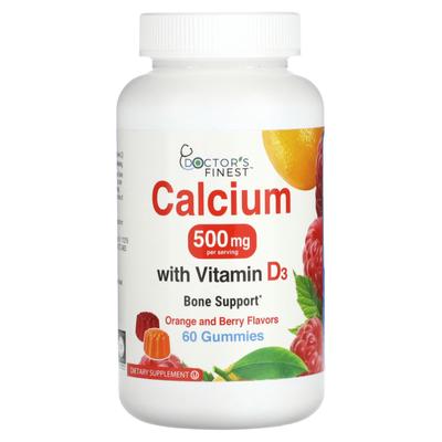 Calcium with Vitamin D3, Orange and Berry Flavor, 500 Mg, 60 Gummies