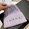Winter Sequin Rabbit Knit Hat Fashion Simple M Letter Warm Beanie Women
