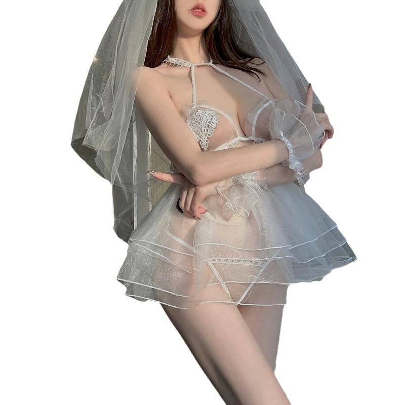 Sexy Lingerie Bridal Dress Passion Uniform Lace Pure Sweet Wedding Dress Sexy Transparent Princess Dress Sexy
