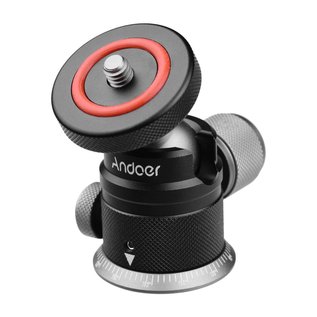 Andoer Aluminum Alloy Tripod Ball Head Mount Panoramic 360 Degrees  Swivel 180 Degrees  Flip with Scaled Base