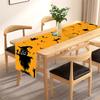 1pc Orenge Halloween Table Runner with Ghost Bats Pattern Waterproof Durable Tablecloth for Halloween Dining Room Decoration