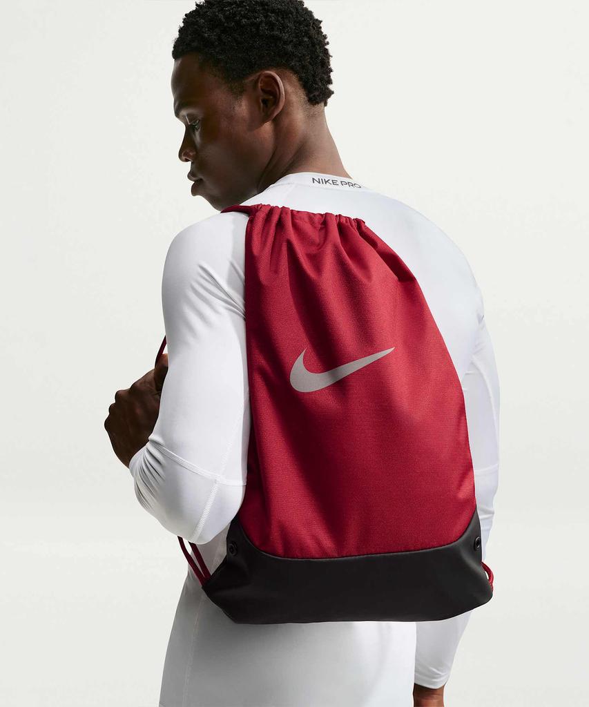 Nike Brasilia Drawstring Bag (18L) - Tough Red:Black:Reflective Silver / Ib4409-608
