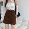 Korean Style Slimming High Waist Corduroy Midi Skirt - Autumn/Winter 2024