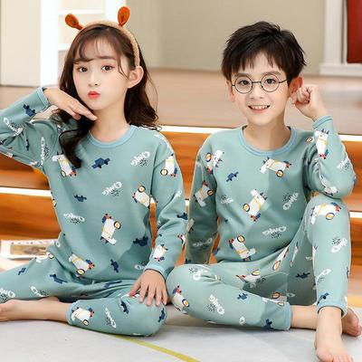 Pigiama termico per bambini: Unisex, girocollo, in velluto, più spesso, per autunno e inverno.