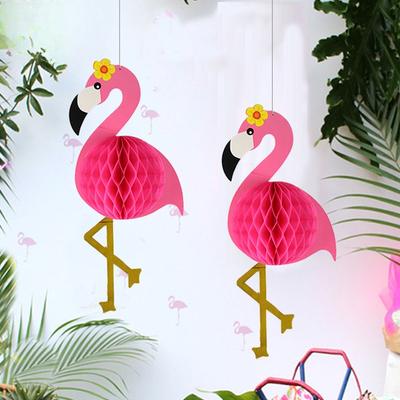 1PC Beach Party Decoration Birthday Flamingo Honeycomb Ball Rose Flamingo Honeycomb Ball Pendant