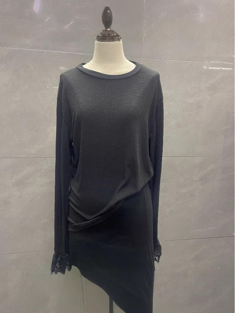 

Korean Pink Lace Patchwork Bell Sleeve Top - Autumn/Winter Collection XXL (~68 kg)