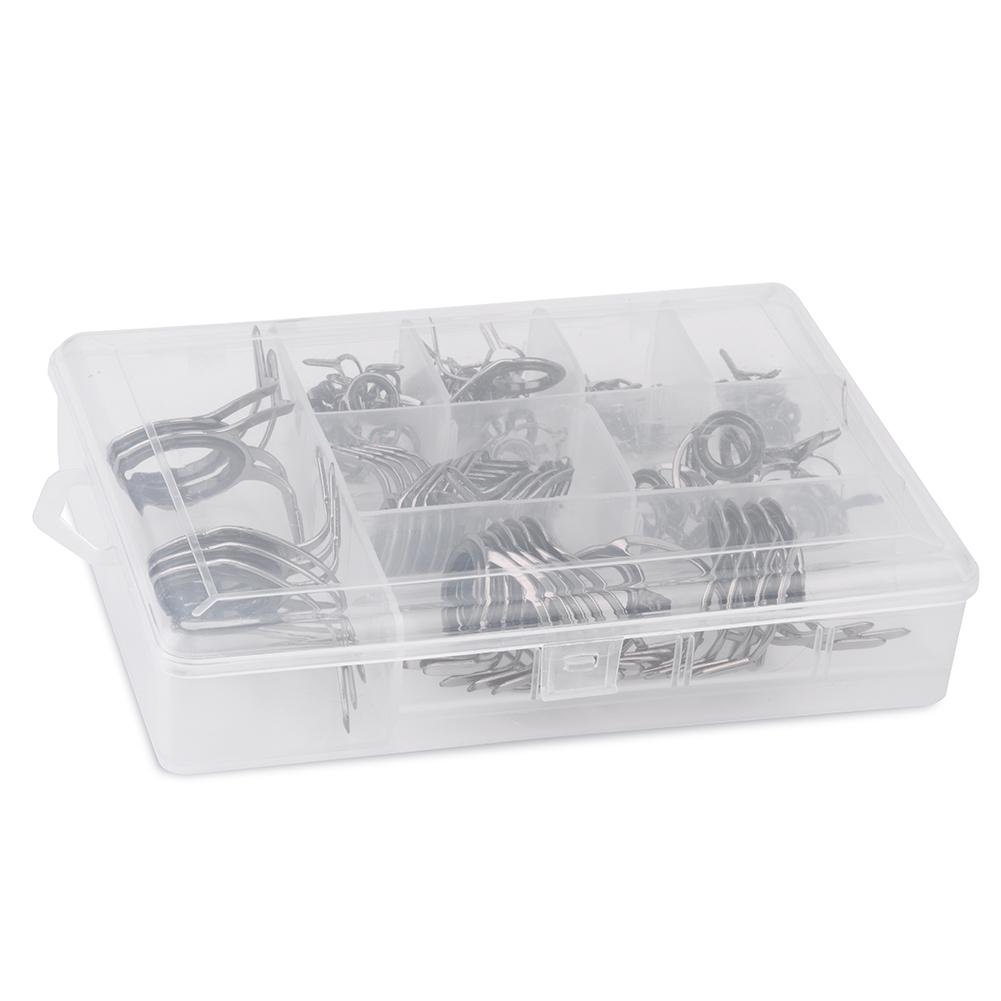 75 Stück Edelstahl Keramik Angelrutenführungs-Set Doppelfüße Ösenringe Für Meeresrute