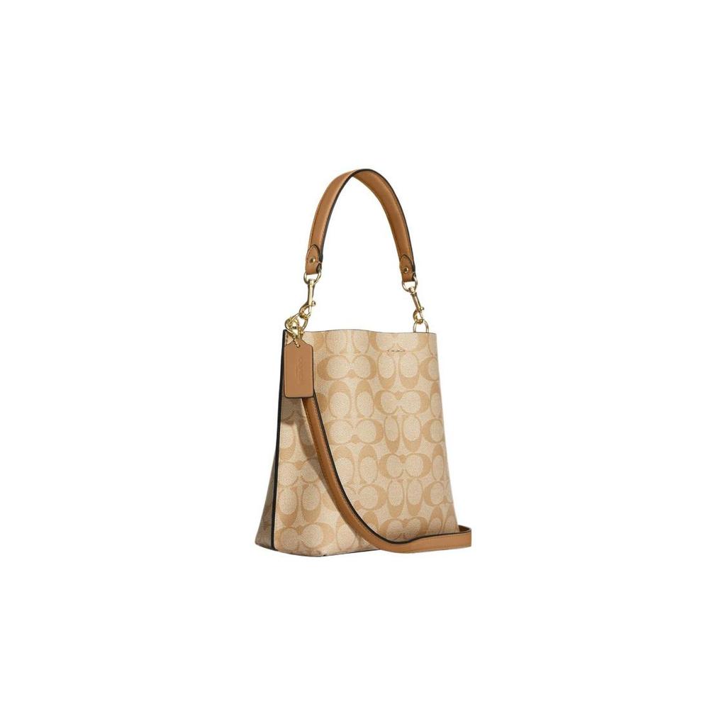 Coach Mollie BUCKET Classic Old Flower Pattern Snap Closure Synthetic Leather Bucket Bag Handbag Shoulder Bag 22 Women's Khaki